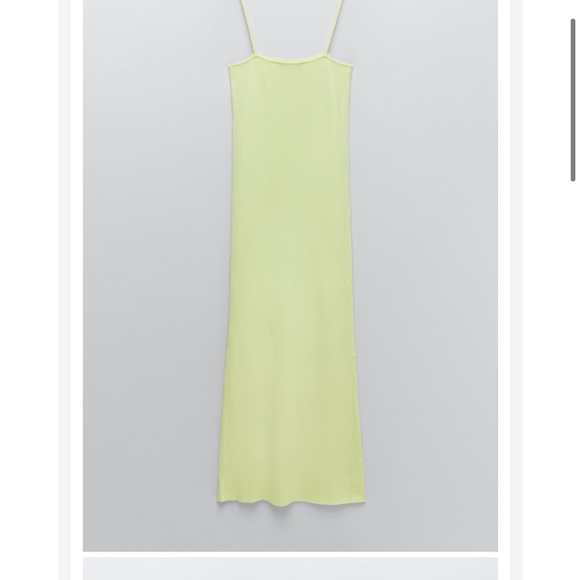 NWT Zara lime green yellow knit ribbed midi dress - Picture 4 of 6